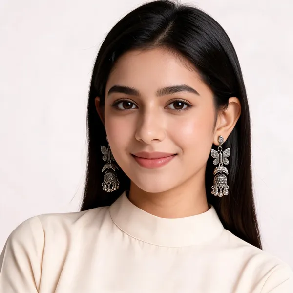 Silver_Oxidized_Metal_Butterfly_Jhumki_Earrings_For_Women