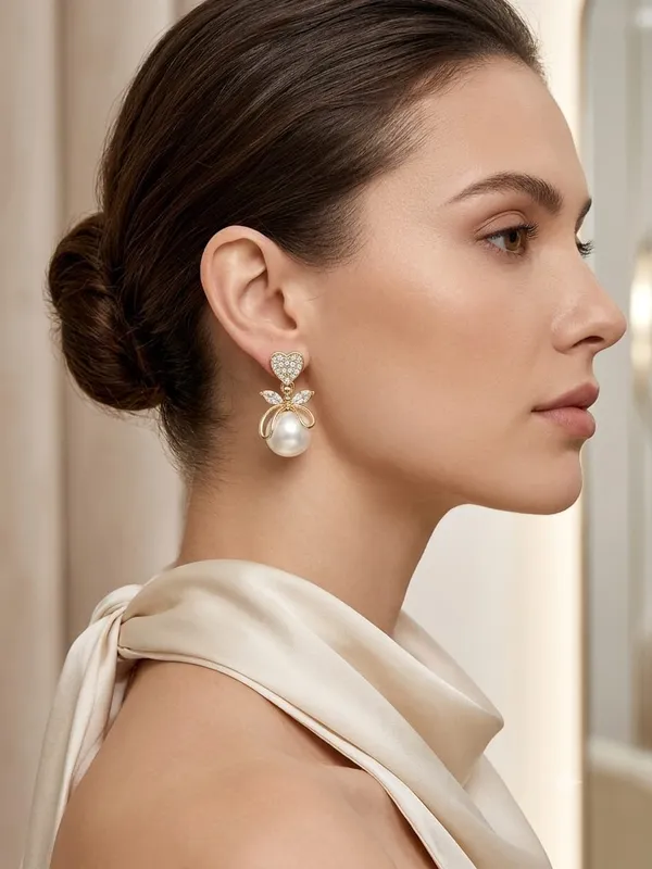 DealAddaa_Gold_Plated_Pearl_Bow_Drop_Earrings_for_Women_&_Girls_|_Crystal_Heart_Designer_Dangle_Earrings_|_Wedding_&_Party_Wear