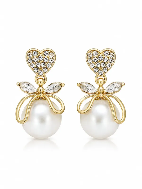 DealAddaa_Gold_Plated_Pearl_Bow_Drop_Earrings_for_Women_&_Girls_|_Crystal_Heart_Designer_Dangle_Earrings_|_Wedding_&_Party_Wear