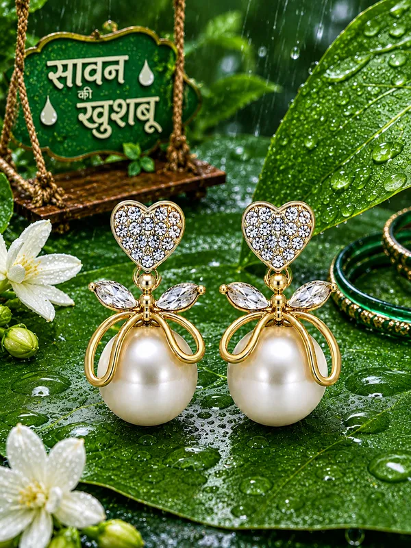 DealAddaa_Gold_Plated_Pearl_Bow_Drop_Earrings_for_Women_&_Girls_|_Crystal_Heart_Designer_Dangle_Earrings_|_Wedding_&_Party_Wear