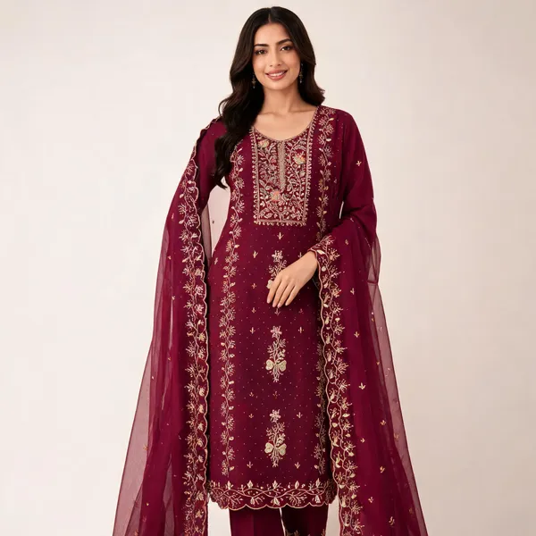 Georgette_Festive_Floral_Embroidered_Red_Suit_Material