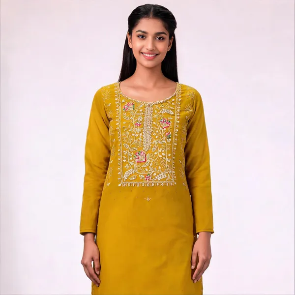 Yellow_Georgette_Floral_Embroidered_Unstitched_Suit_Material_For_Women