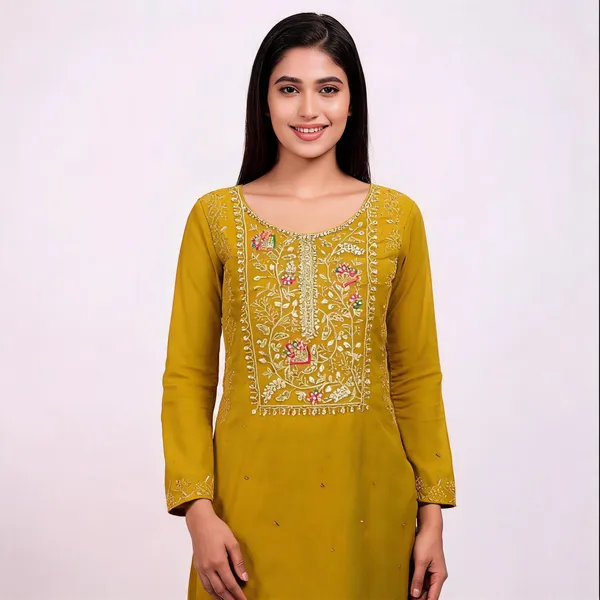 Yellow_Georgette_Floral_Embroidered_Unstitched_Suit_Material_For_Women