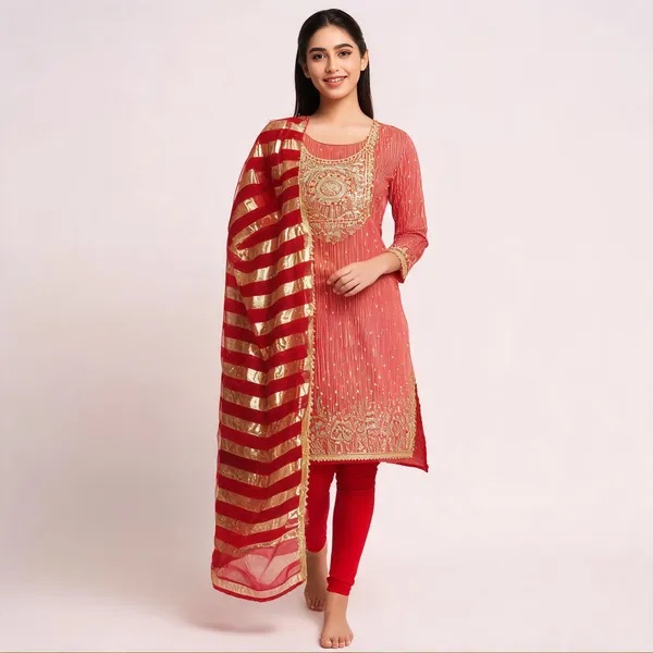 Red_Cotton_Blend_Embroidered_Salwar_Suit_Material_For_Women