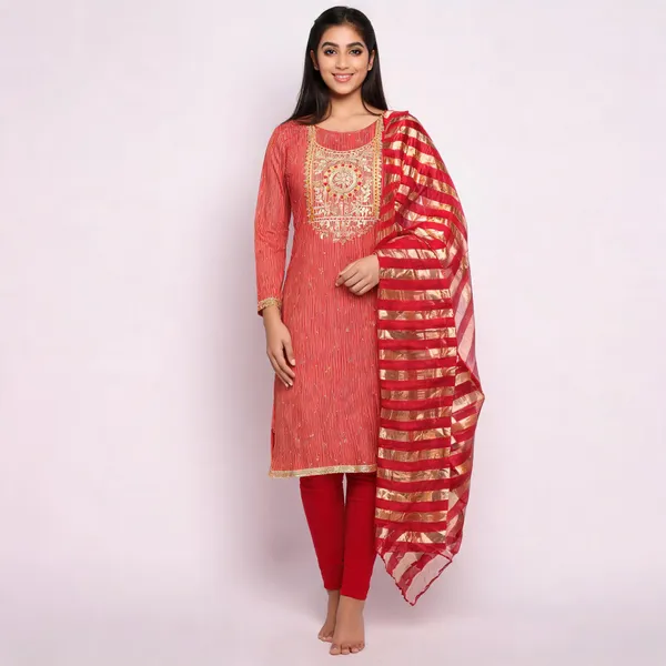 Red_Cotton_Blend_Embroidered_Salwar_Suit_Material_For_Women