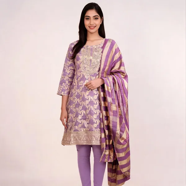 Purple_Silk_Floral_Printed_Salwar_Suit_Material_For_Women