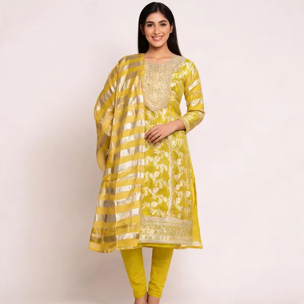 Silk_Festive_Floral_Brocade_Zari_Yellow_Salwar_Suit_Material