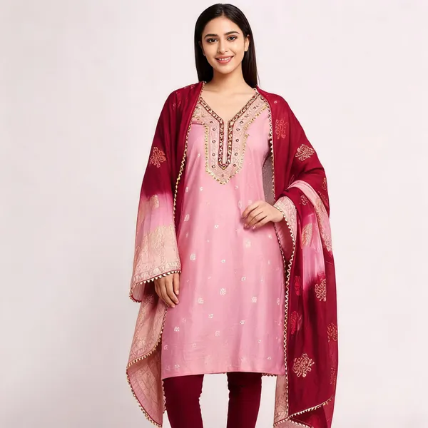 Pink_And_Red_Pure_Silk_Solid_Unstitched_Kurta_And_Churidar_Material_For_Women