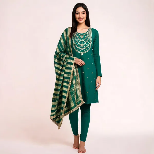 Green_Pure_Silk_Solid_Unstitched_Kurta_And_Churidar_Material_For_Women