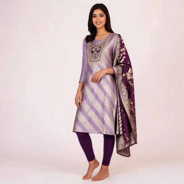 Pure_Silk_Festive_Solid_Purple_Kurta_Churidar_Material