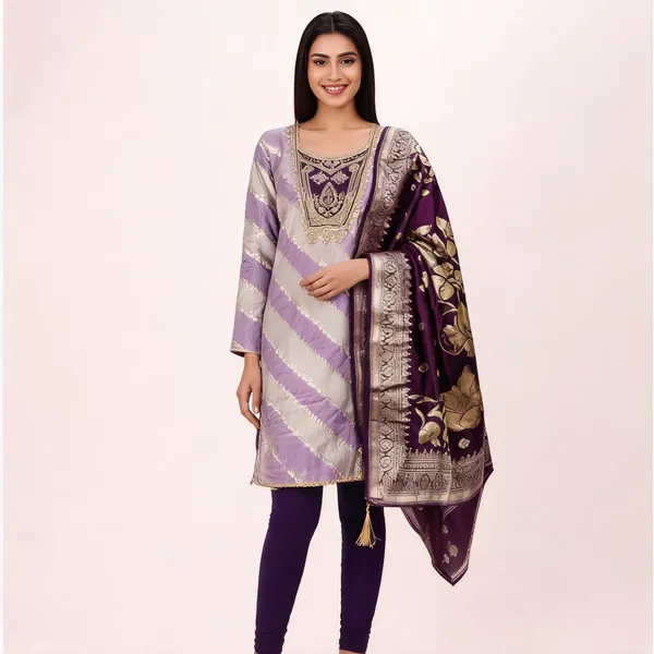 Pure_Silk_Festive_Solid_Purple_Kurta_Churidar_Material