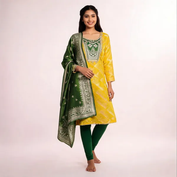Pure_Silk_Festive_Embroidered_Yellow_Kurta_And_Churidar_Material