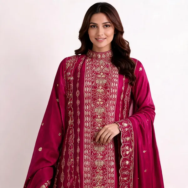 Red_Silk_Blend_Printed_Unstitched_Suit_Material_For_Women