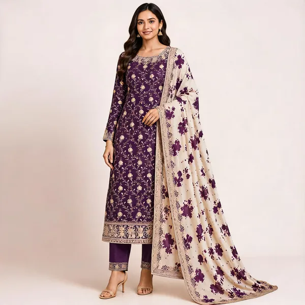 Purple_Silk_Chikankari_Embroidered_Unstitched_Salwar_Suit_Material_For_Women