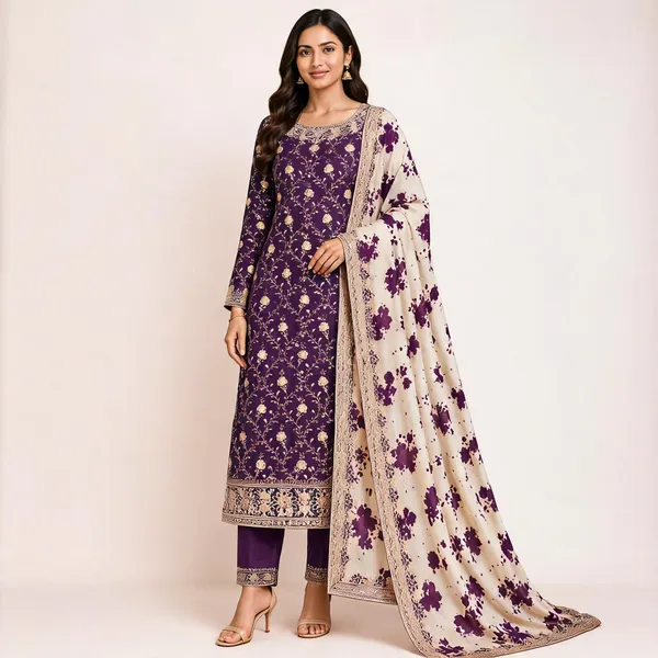 Purple_Silk_Chikankari_Embroidered_Unstitched_Salwar_Suit_Material_For_Women
