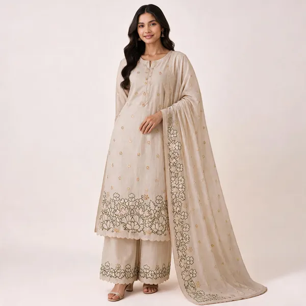 Linen_Ethnic_Embroidered_Green_Beige_Salwar_Suit_Material