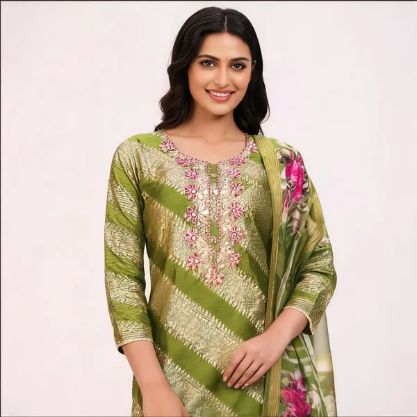 Silk_Festive_Embroidered_Striped_Green_Suit_Material