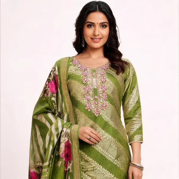 Silk_Festive_Embroidered_Striped_Green_Suit_Material