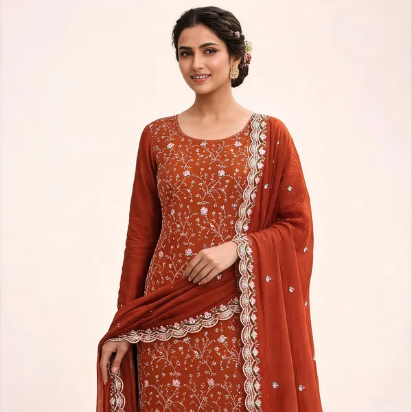 Silk_Festive_Floral_Embroidered_Orange_Suit_Material