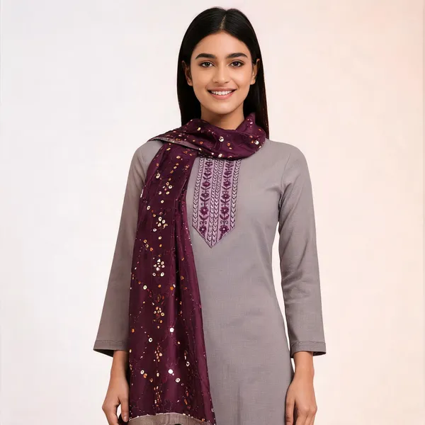 Wine_Purple_Silk_Embroidered_Foil_Print_Unstitched_Suit_Material_For_Women