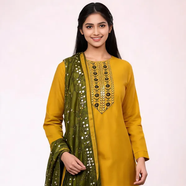 Silk_Festive_Embroidered_Mustard_Yellow_Olive_Green_Suit_Material