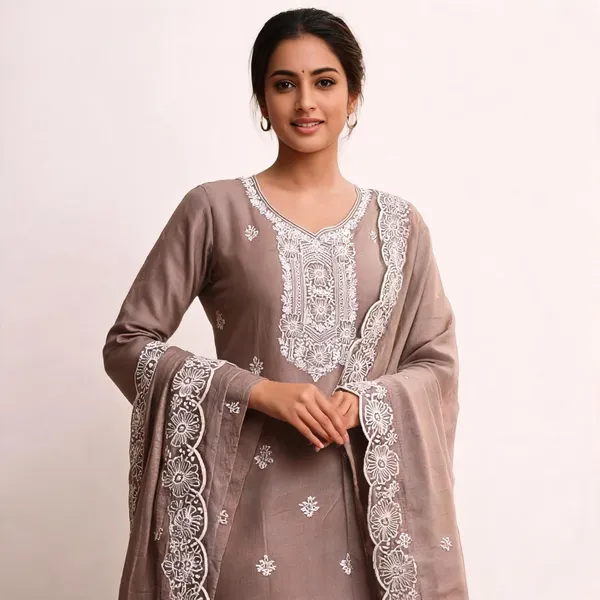 Brown_Cotton_Floral_Embroidered_Unstitched_Suit_Material_For_Women