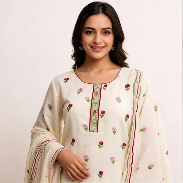 White_Cotton_Floral_Embroidered_Unstitched_Suit_Material_For_Women