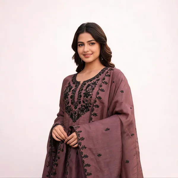 Silk_Ethnic_Thread_Embroidered_Brown_Unstitched_Suit_Material