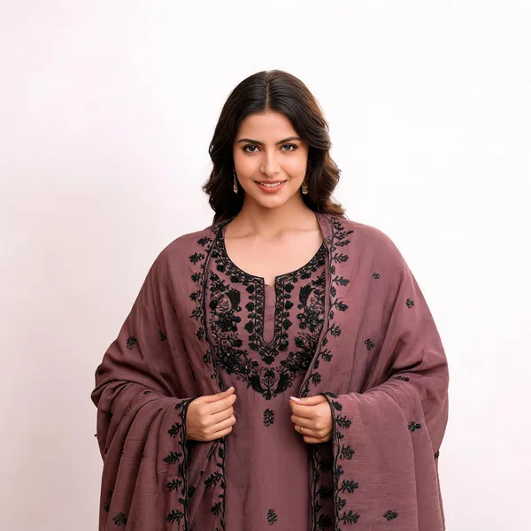 Silk_Ethnic_Thread_Embroidered_Brown_Unstitched_Suit_Material