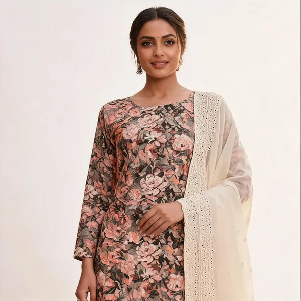 Brown_Cotton_Floral_Printed_Unstitched_Suit_Material_For_Women