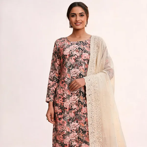Brown_Cotton_Floral_Printed_Unstitched_Suit_Material_For_Women
