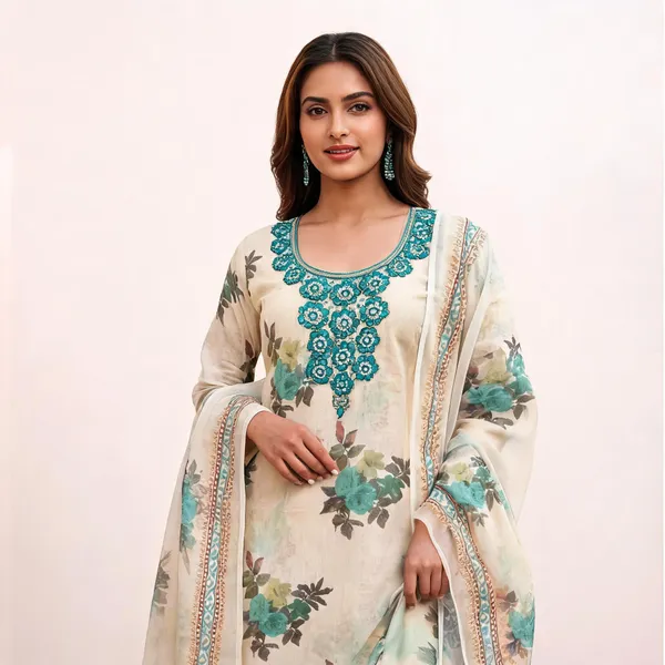 Blue_Silk_Floral_Printed_Unstitched_Suit_Material_For_Women