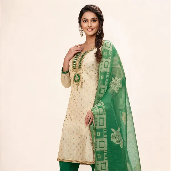 Green_Silk_Embroidered_Buti_Unstitched_Suit_Material_For_Women