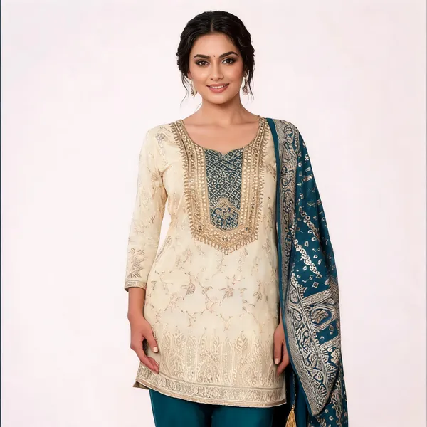 Blue_Banarasi_Jacquard_Woven_Unstitched_Suit_Material_For_Women