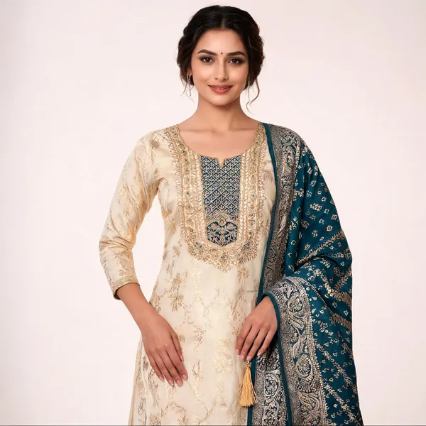 Blue_Banarasi_Jacquard_Woven_Unstitched_Suit_Material_For_Women