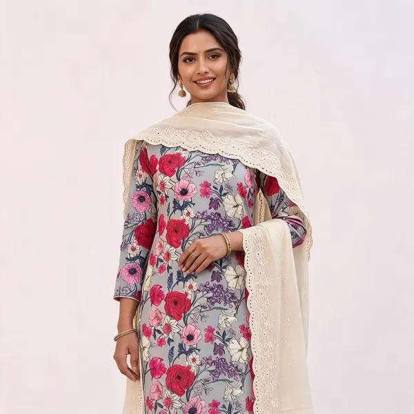 Red_Cotton_Floral_Print_Unstitched_Suit_Material_For_Women