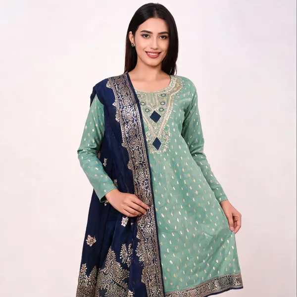 Blue_Silk_Embroidered_Unstitched_Suit_Material_For_Women