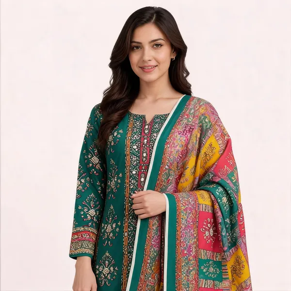 Green_Polyester_Self_Design_Unstitched_Suit_Material_For_Women
