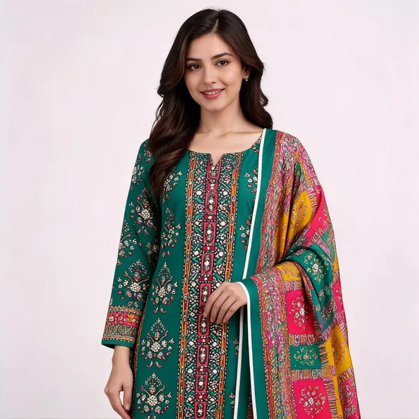 Green_Polyester_Self_Design_Unstitched_Suit_Material_For_Women