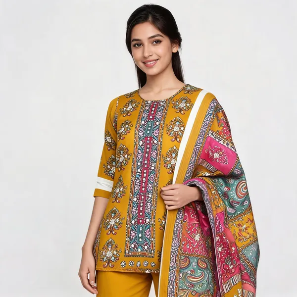 Polyester_Festive_Self_Design_Yellow_Suit_Material