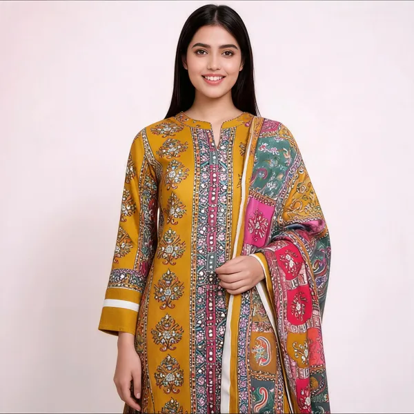 Polyester_Festive_Self_Design_Yellow_Suit_Material