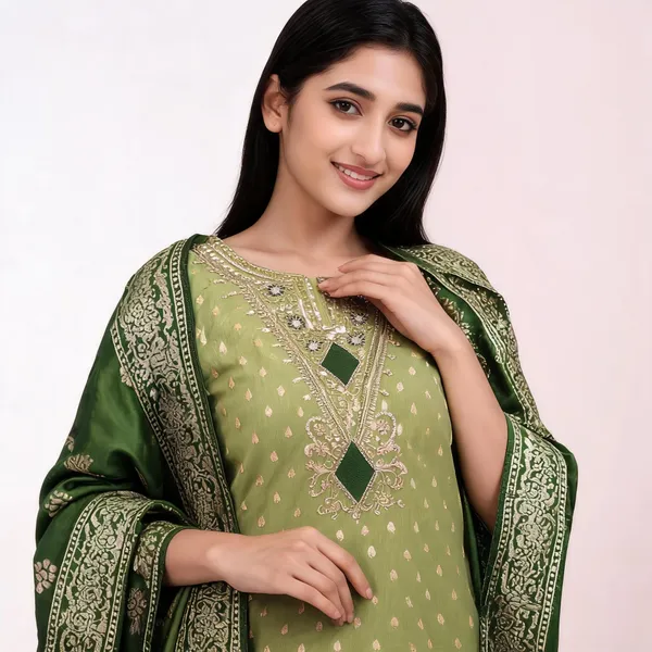 Green_Silk_Embroidered_Unstitched_Suit_Material_For_Women