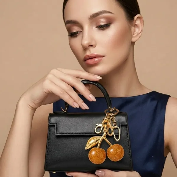 Orange_And_Golden_Stainless_Steel_Gold_Plated_18_Carat_Keychain_For_Women