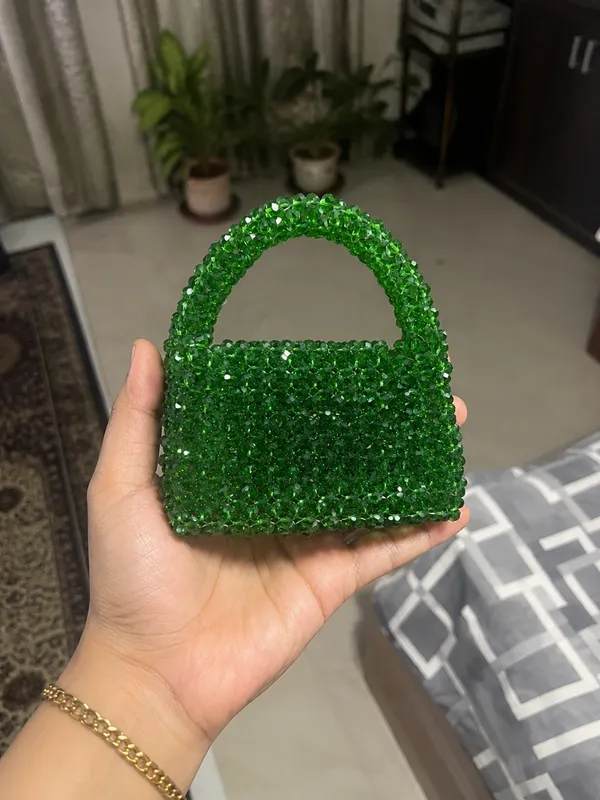 Green_Handmade_Beads_Mini_Handbag_For_Women
