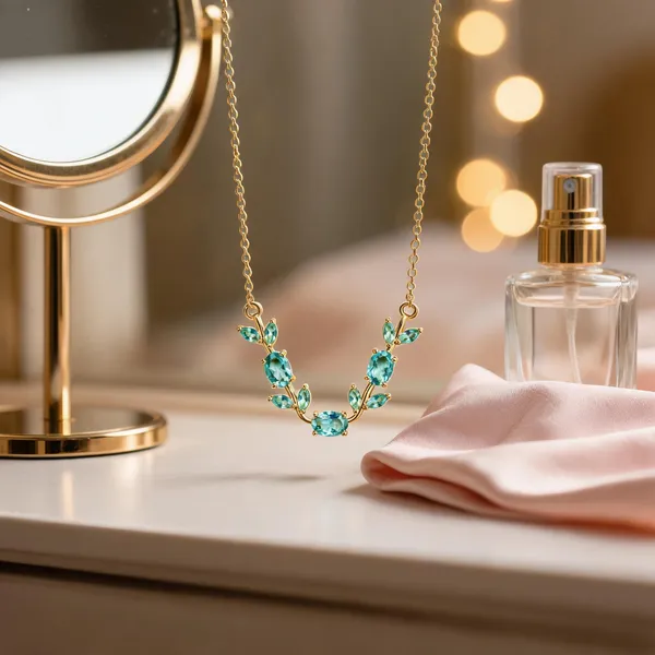 Golden_And_Green_Stainless_Steel_Gold_Plated_18_Carat_Necklace_For_Women