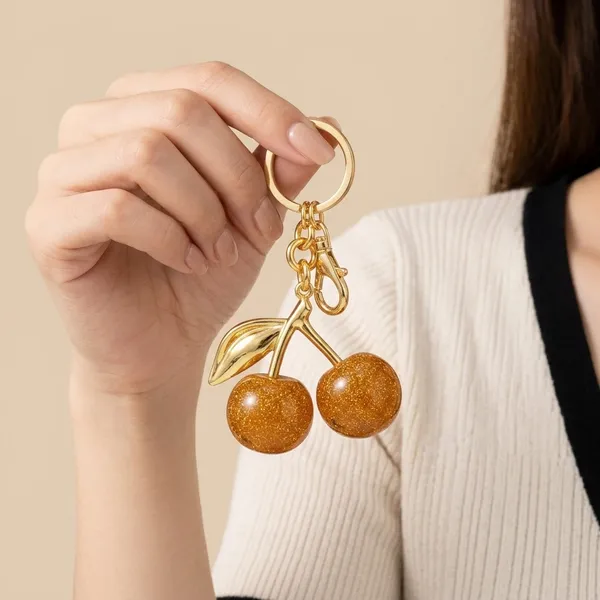 Orange_And_Golden_Stainless_Steel_Gold_Plated_18_Carat_Keychain_For_Women