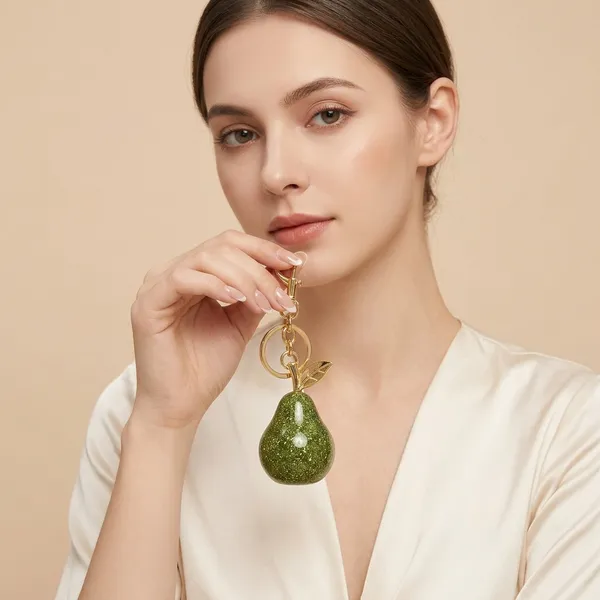 Green_And_Golden_Stainless_Steel_Gold_Plated_18_Carat_Keychain_For_Women