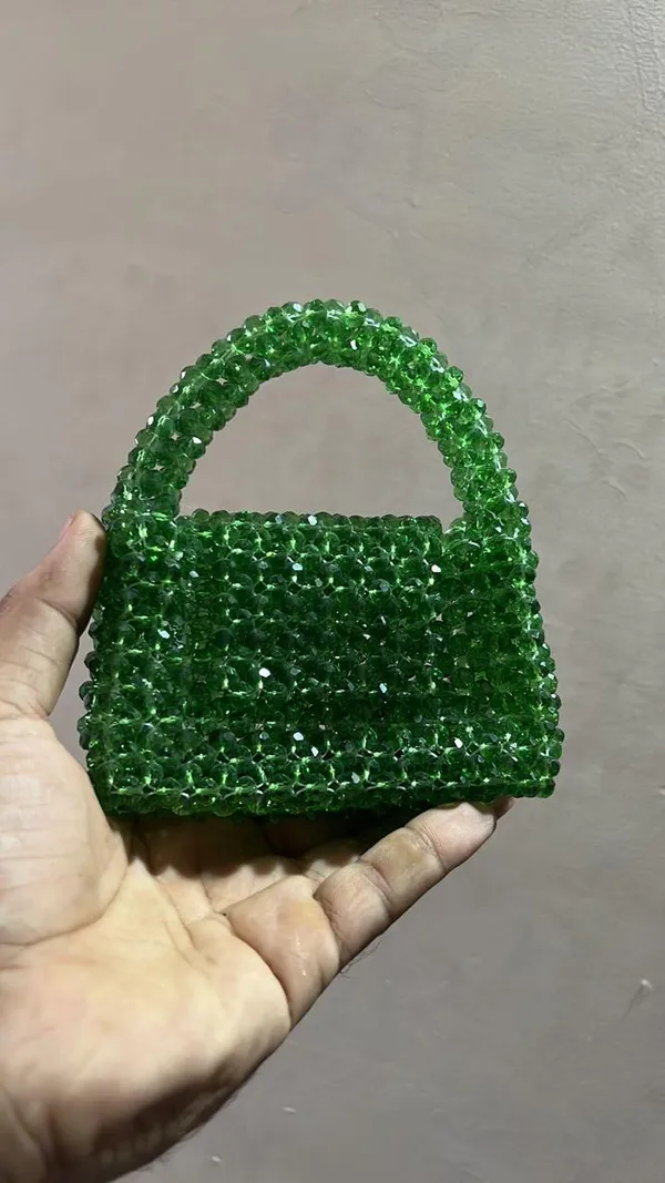 Green_Handmade_Beads_Mini_Handbag_For_Women