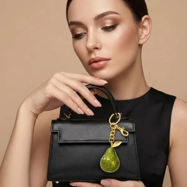 Green_And_Golden_Stainless_Steel_Gold_Plated_18_Carat_Keychain_For_Women