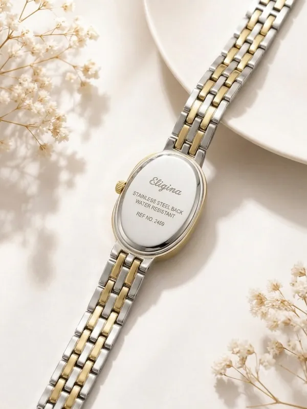 Silver_Stainless_Steel_Gold_Plated_18_Carat_Watch_For_Women